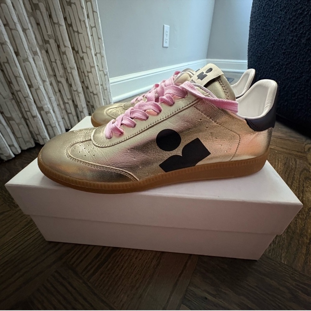 Isabel Marant Kaycee Sneakers light gold/black Metallic Shoes 38/ 8 New - Picture 4 of 8